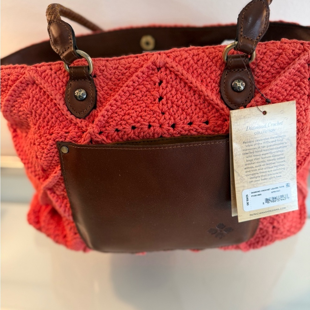 NWT Patricia Nash Diamond Crochet Leadri Tote in Coral - Picture 8 of 8